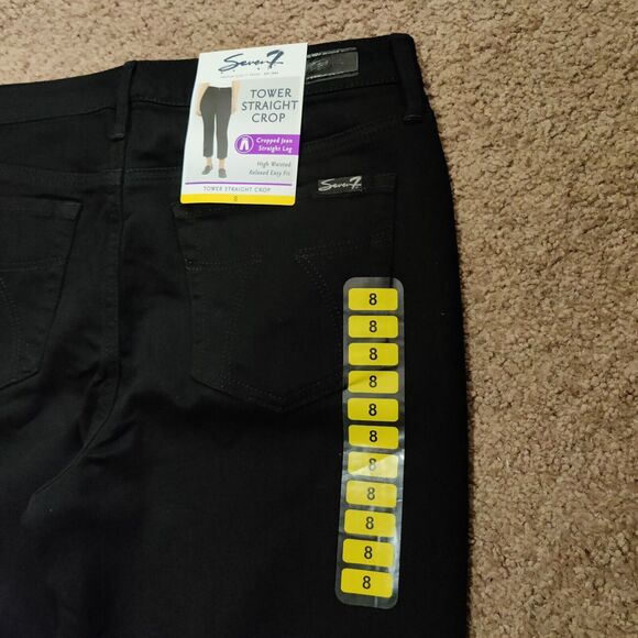 NWT Seven 7 Cropped Jeans Women's Size 8 Tower Straight High Waist Black Pants - Picture 5 of 8